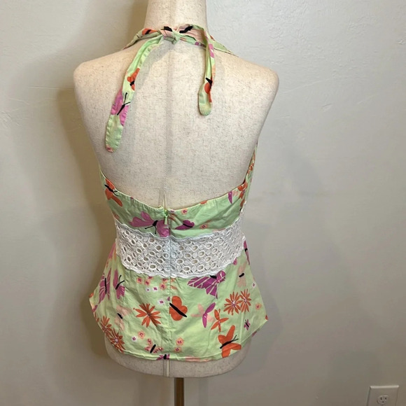 VINTAGE LILLY PULITZER CABANA HALTER LACE INSET BUTTERFLY TOP - Picture 6 of 8